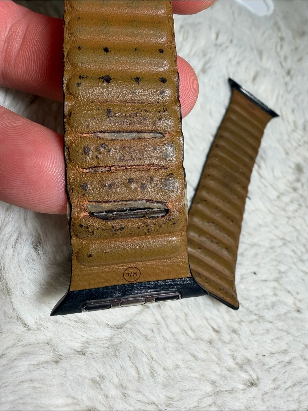 Apple Midnight leather link band for 42mm/44/45/49 mm medium/large